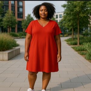 Talbots Red‎ Short Sleeve Maxi Dress Womens Plus 1X Holiday Classic Capsule